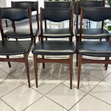 Set of 6 Scandinavian teak chairs, 1970s design.