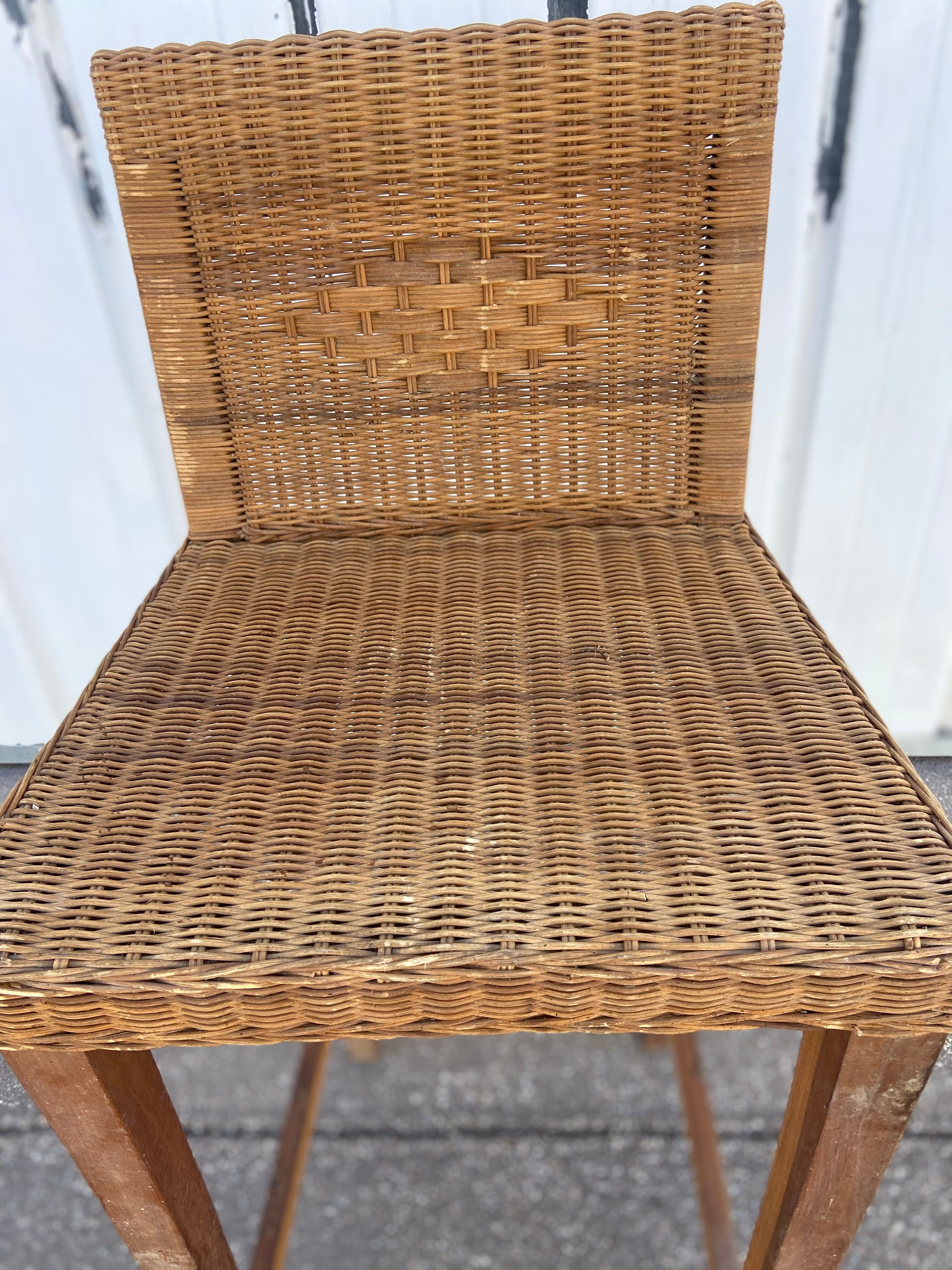 Vintage wicker top stool