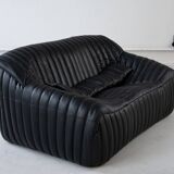 Black Leather Sandra Sofa Set by Annie Hieronimus for Ligne Roset, 1973, Set of 6