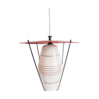 Vintage glass and Plexiglas pendant light, 1960s