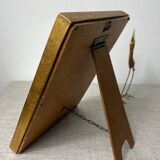 Miroir vintage en bois à poser ou à suspendre de couleur dorée