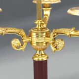 Lampe Bouillotte Bronze Style Empire Abat-jour & Pied laqué Bordeaux