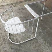 Vintage70's, Emu table in metal and glass, chairs swivelling under the table