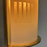 Pair of vintage brass and sandblasted glass wall lights, France 1970