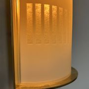 Pair of vintage brass and sandblasted glass wall lights, France 1970