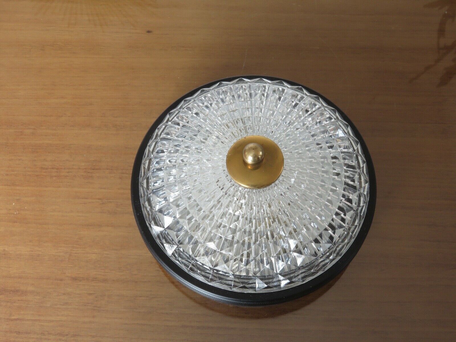 Wall lamp " starred " 2 fires, diamond glass and brass years 50 60