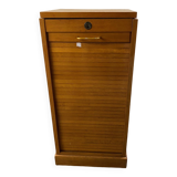 50s/60s light oak curtain filing cabinet low model with removable shelves