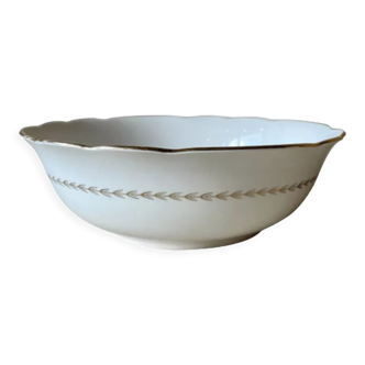 White salad bowl and gold patterns Gien Quimper