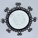 Vintage 1950s round metal mirror in the style of Chaty