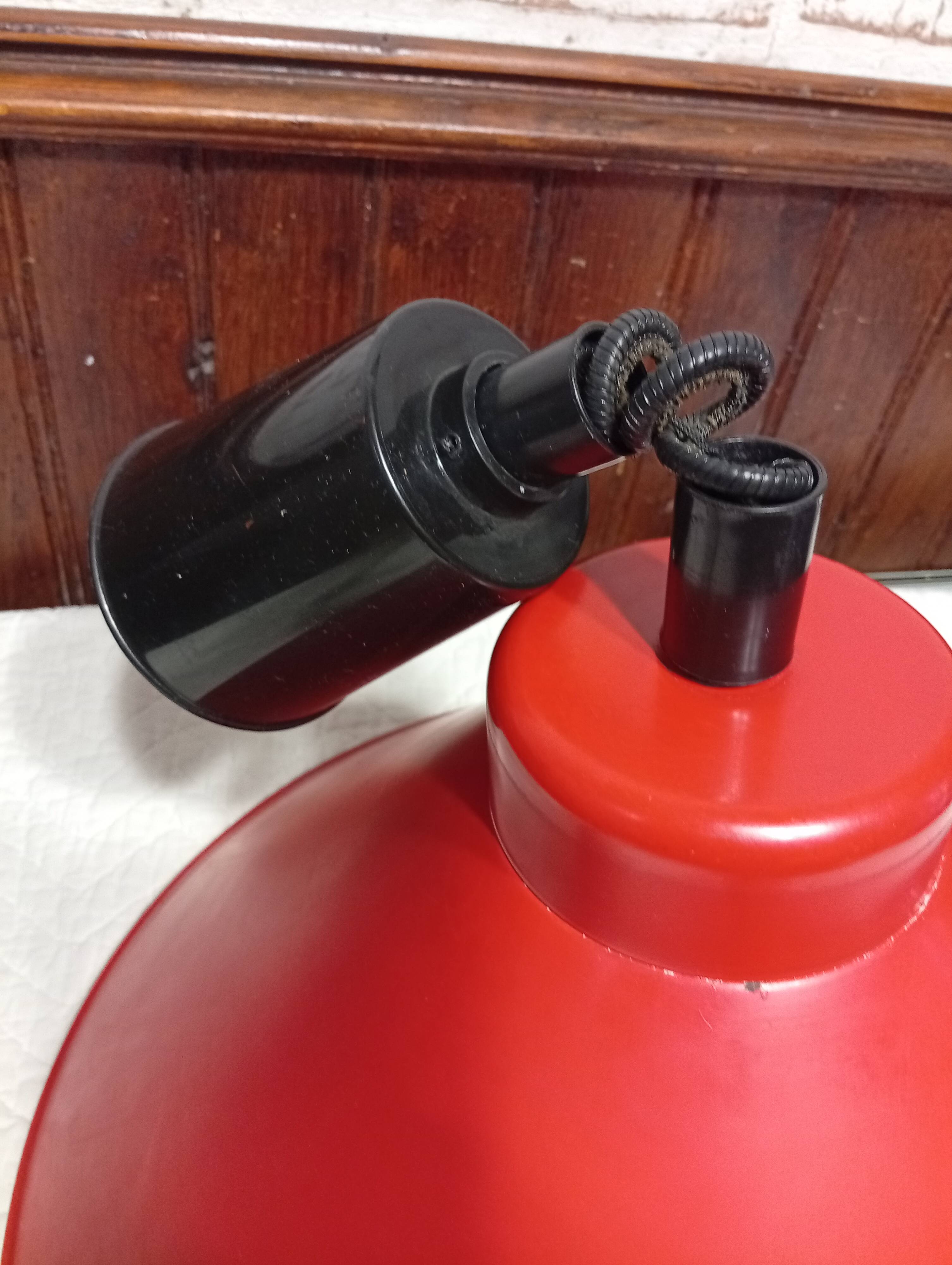 Vintage up and down pendant light in red and white lacquered metal