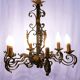 Large chandelier set and 2 appliques, Poillerat, 1950