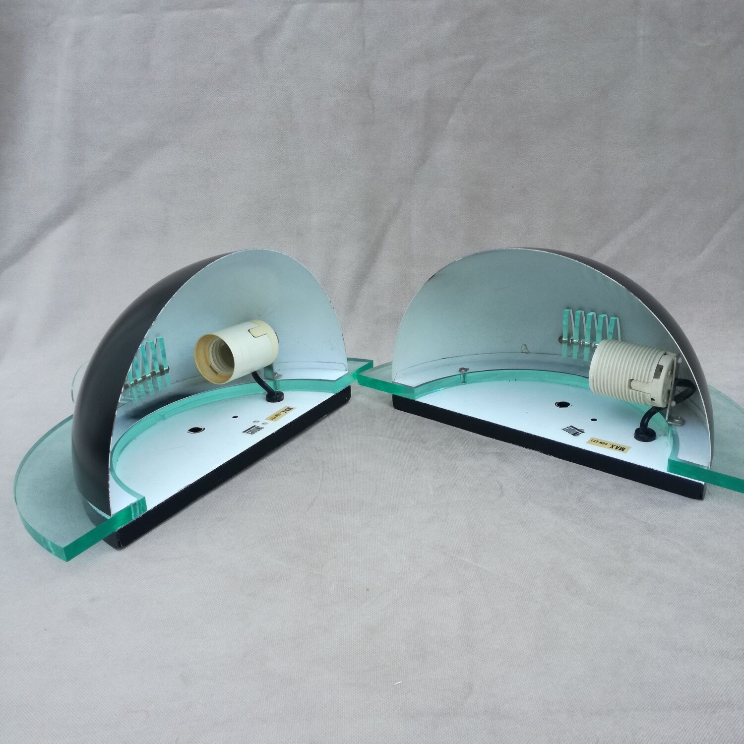 Postmodern wall lamps in half moon, 1990, set of 2