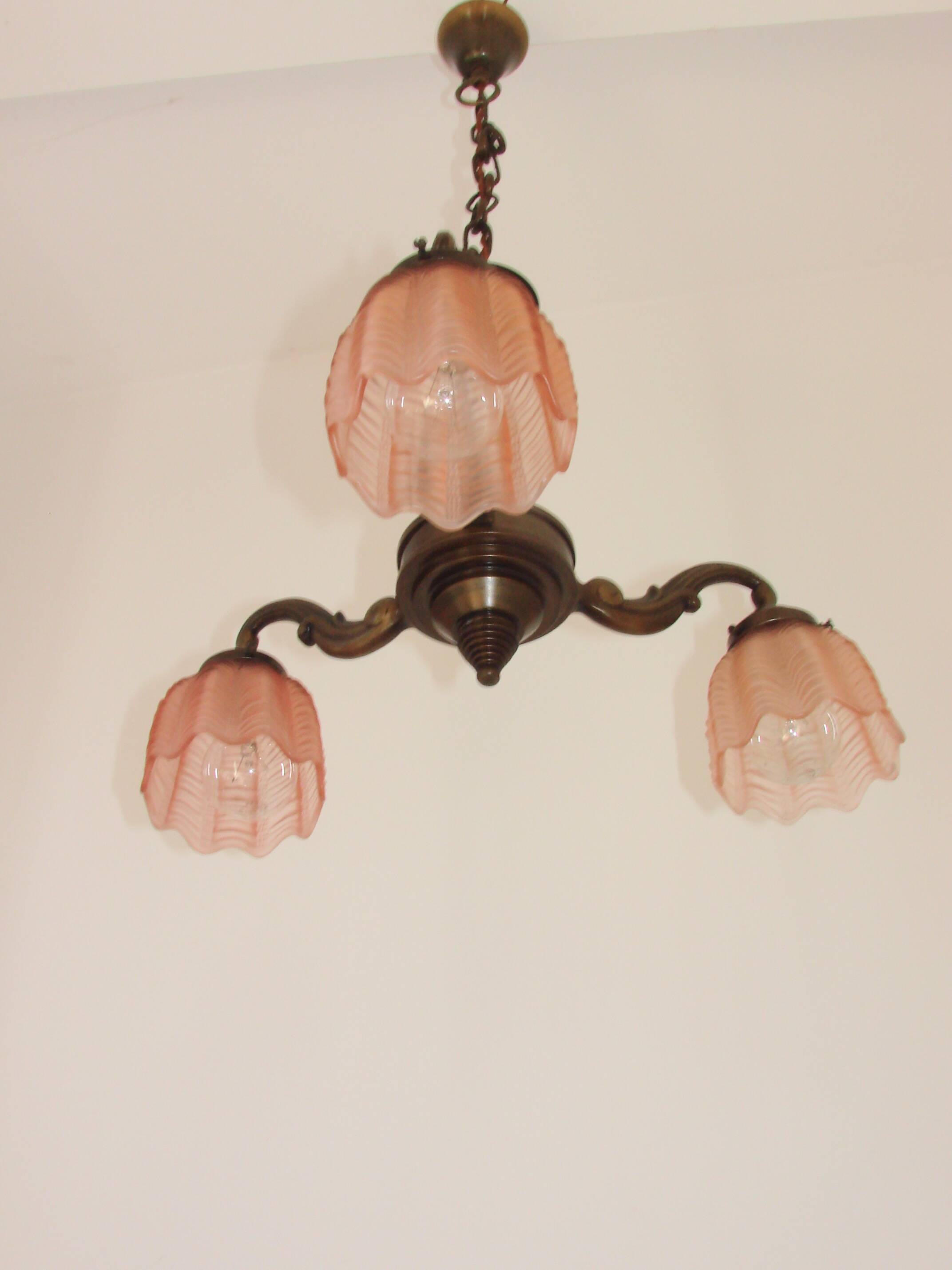 Art Deco bronze chandelier, 1920s.