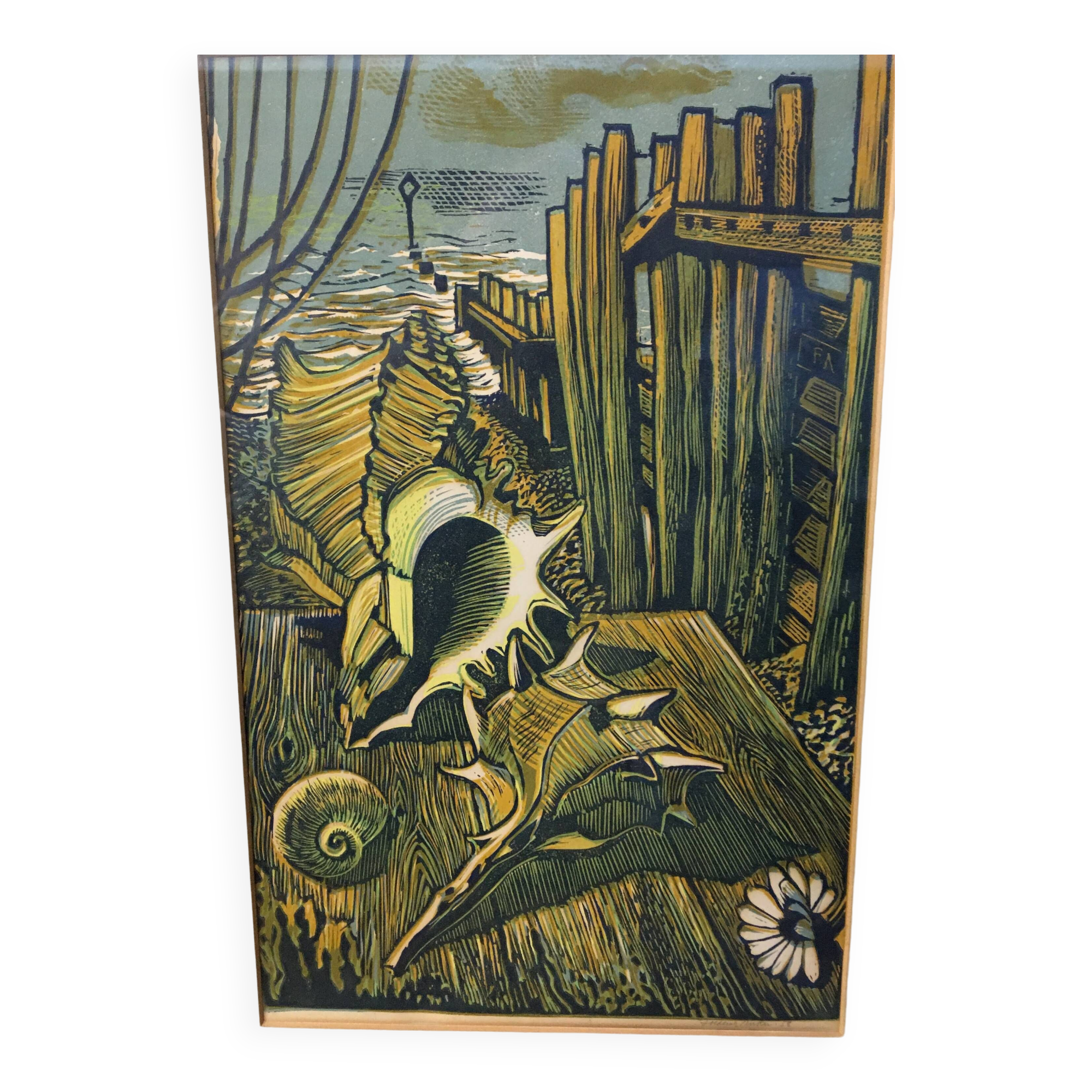 Lino Cut On Paper - Frederick Austin