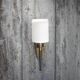 Brass wall light, black lacquered metal and white opal glass, 50s.