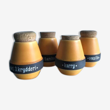 Set of 4 Danish 1950’s ceramic stoneware spice jars