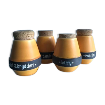 Ensemble de 4 pots à épices danois en céramique de grès des années 1950
