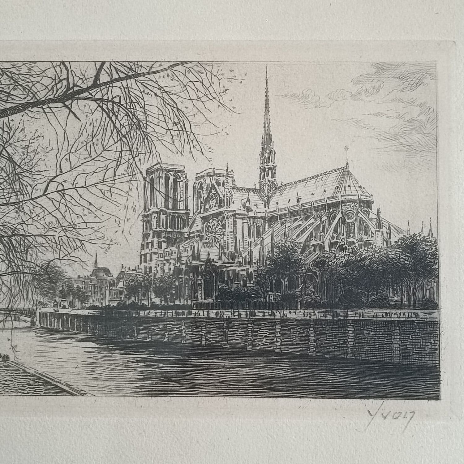 Gravure Cathédrale Notre-Dame de Paris