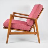 Original scandinavian armchair Stefan, restored, 1960s icon, pink