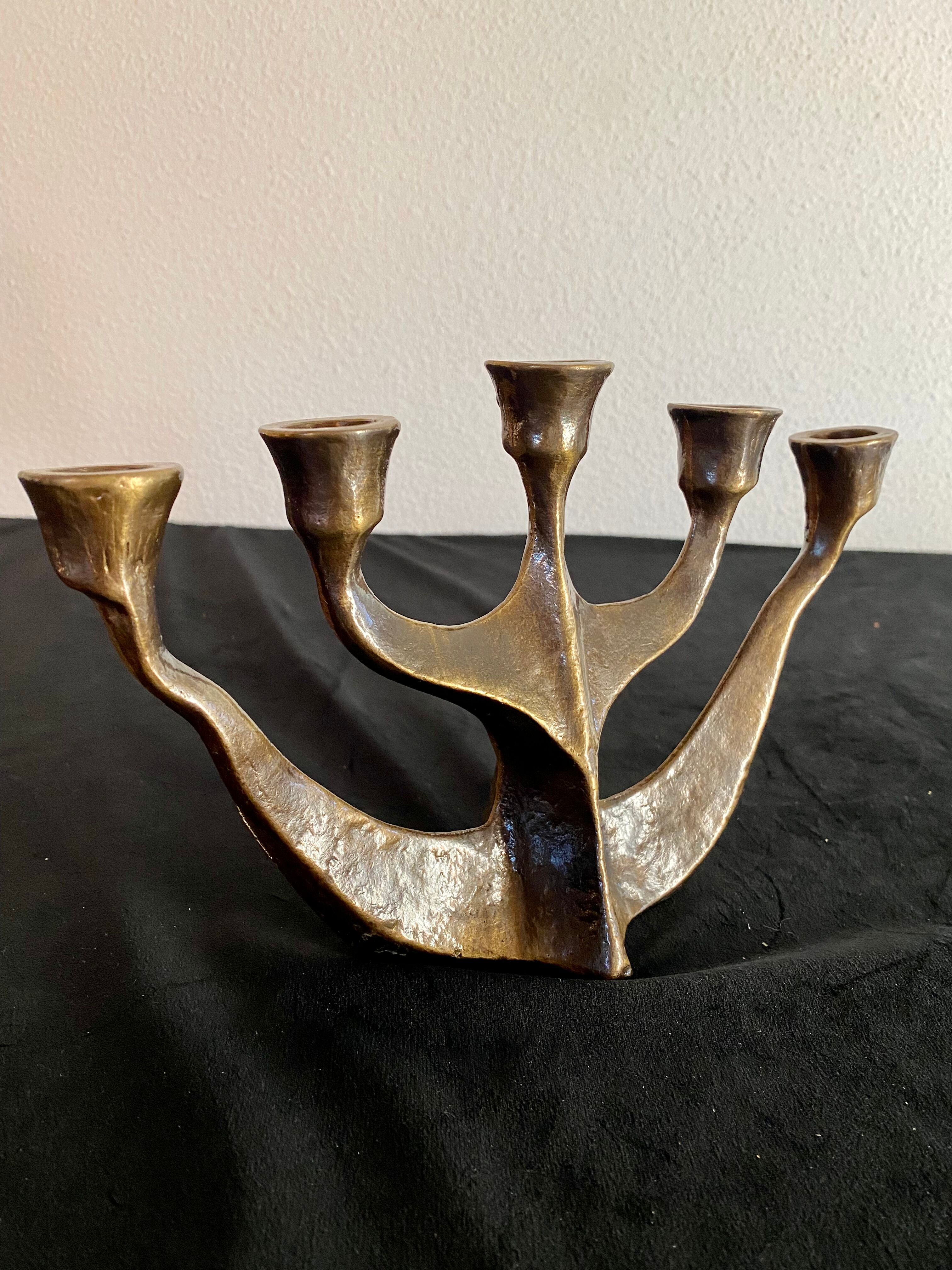 Old candlestick candlestick brutalist Gilde Handwerk solid Scandinavian brass