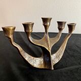 Old candlestick candlestick brutalist Gilde Handwerk solid Scandinavian brass