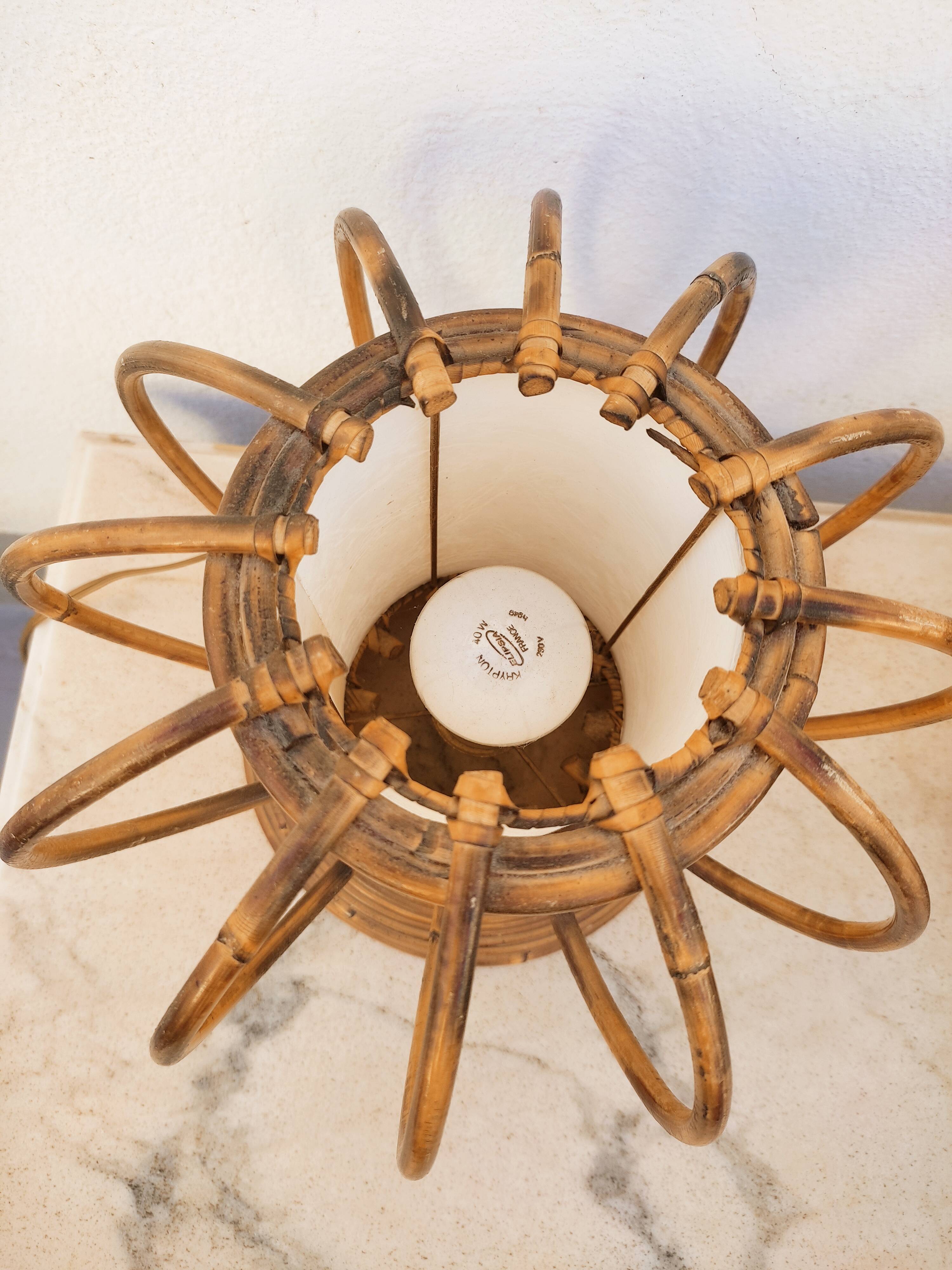 Pair of rattan lamps by Louis Sognot
