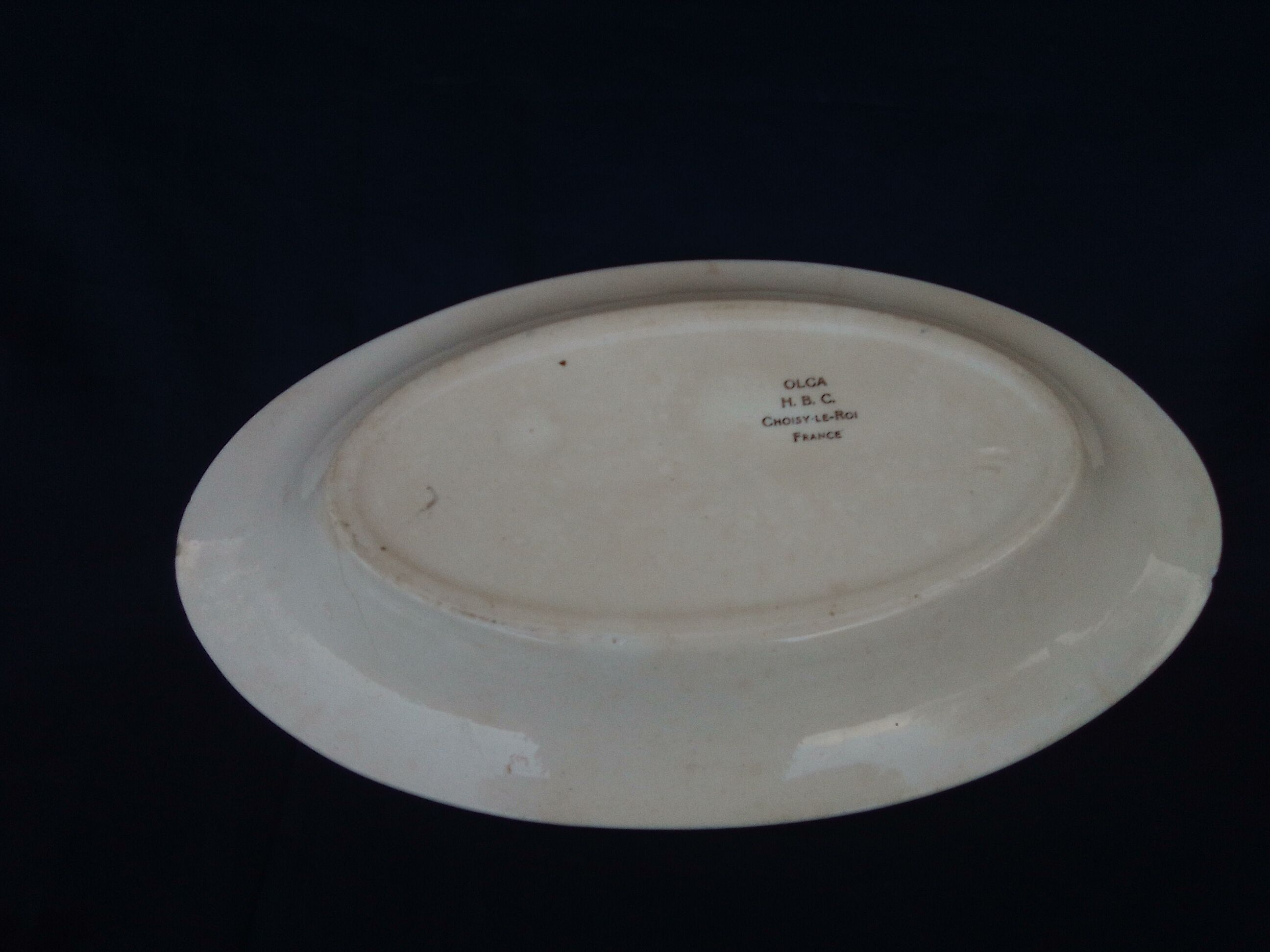Ravier hollow oval earthenware H B C Choisy le roi model Olga L 25 cm