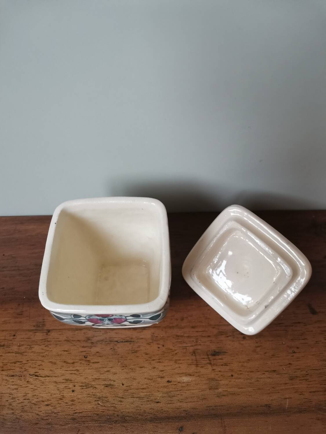 Set of 2 pot box spices tea vintage ceramic Longchamp model Mérida art nouveau