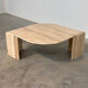 Italian travertine sculptural eye shaped coffee table, 1980s