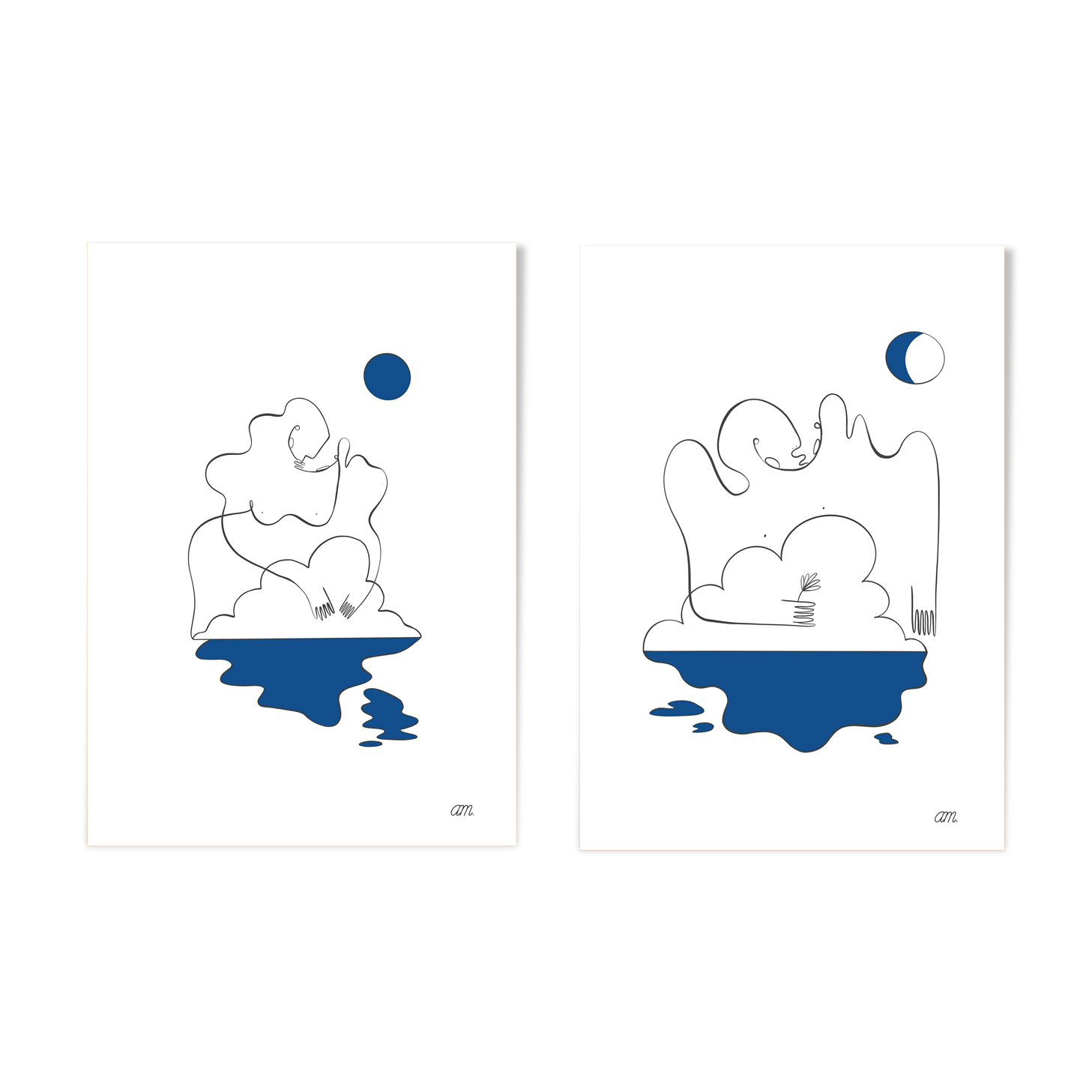 Set of 2 illustrations: n°08 and n°10 of the collection "L'éveil"