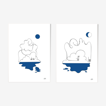 Lot de 2 illustrations : n°08 et n°10 de la collection " L'éveil "