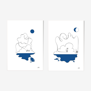 Set of 2 illustrations: n°08 and n°10 of the collection "L'éveil"