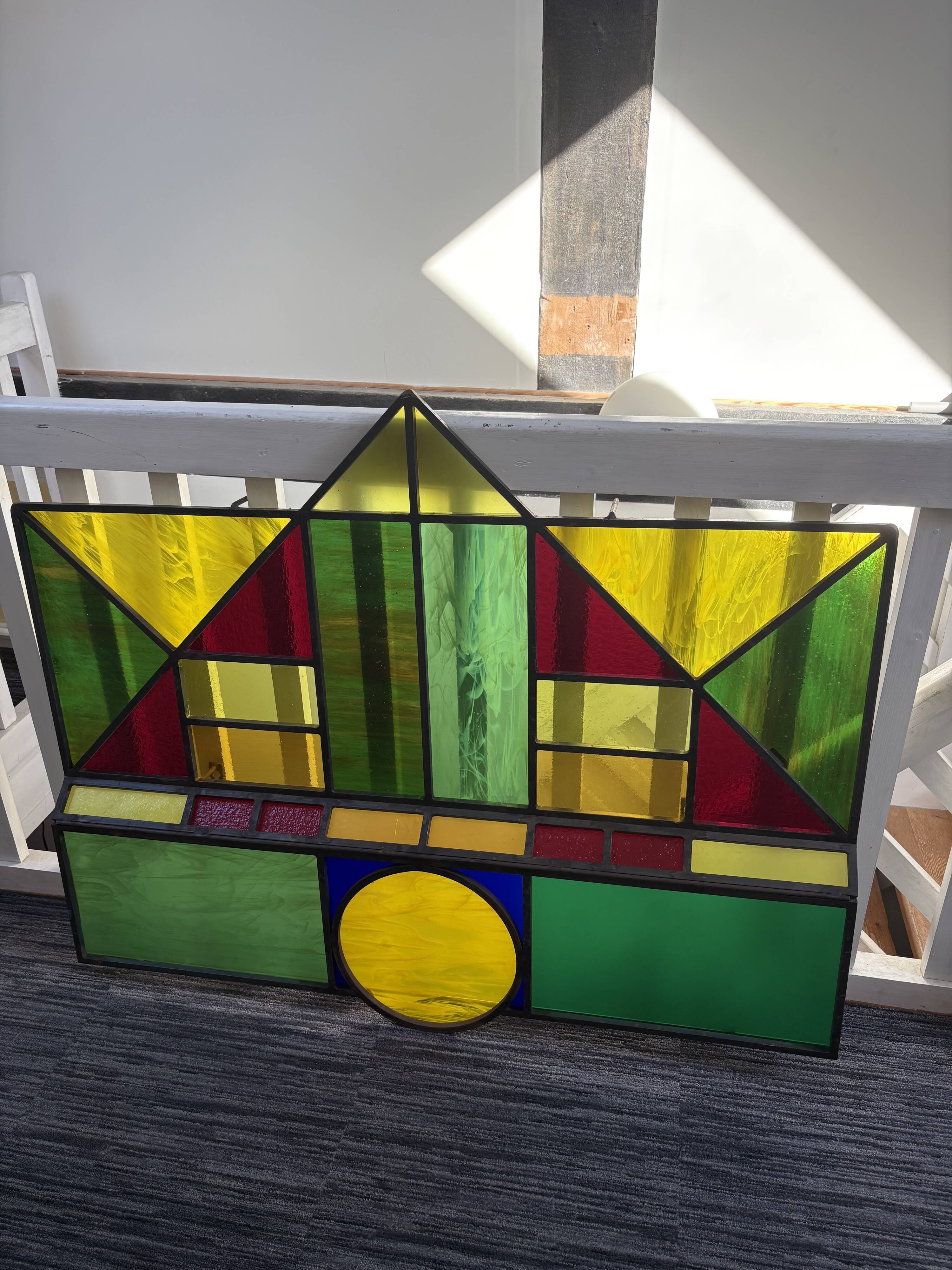 Vitrail artisanale polychrome vers 1970