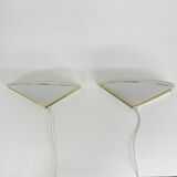 Set of Vintage Glass Wall Lamps with Gold Holder, 1970s