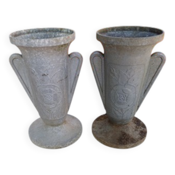 Paire de vases en aluminium 1900