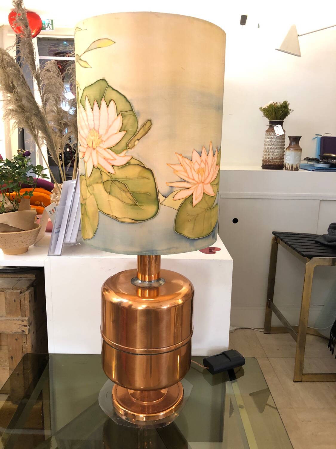 Copper and silk lamp, 1970