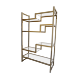 Bookcase or shelf in brass and smoked glass from the 70s