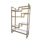 Bookcase or shelf in brass and smoked glass from the 70s