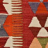 5x10 Pumpkin Orange & Red Kilim Rug, Vintage Turkish Kilim Rug, 143x313