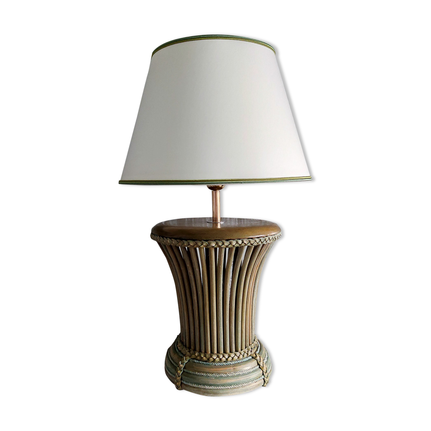 Wooden lamp and rattan