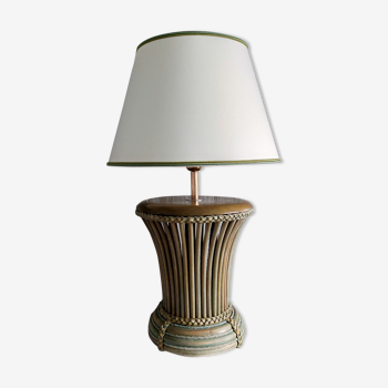 Lampe en bois et rotin