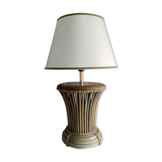 Wooden lamp and rattan