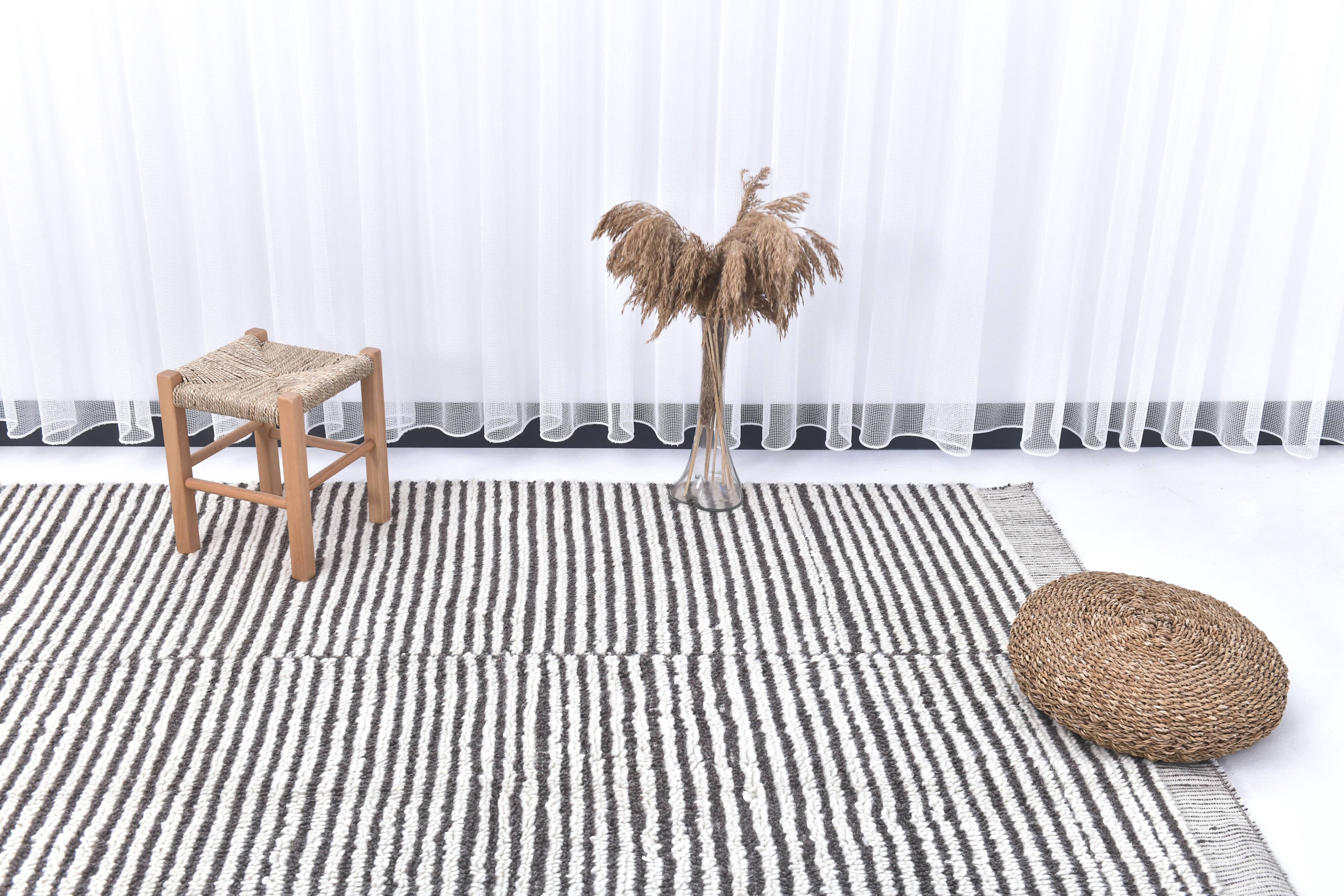 4x10 Brown & White Striped Vintage Runner Rug, 131x303Cm