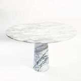 Table à manger ronde en marbre blanc dans le style d'Angelo Mangiarotti