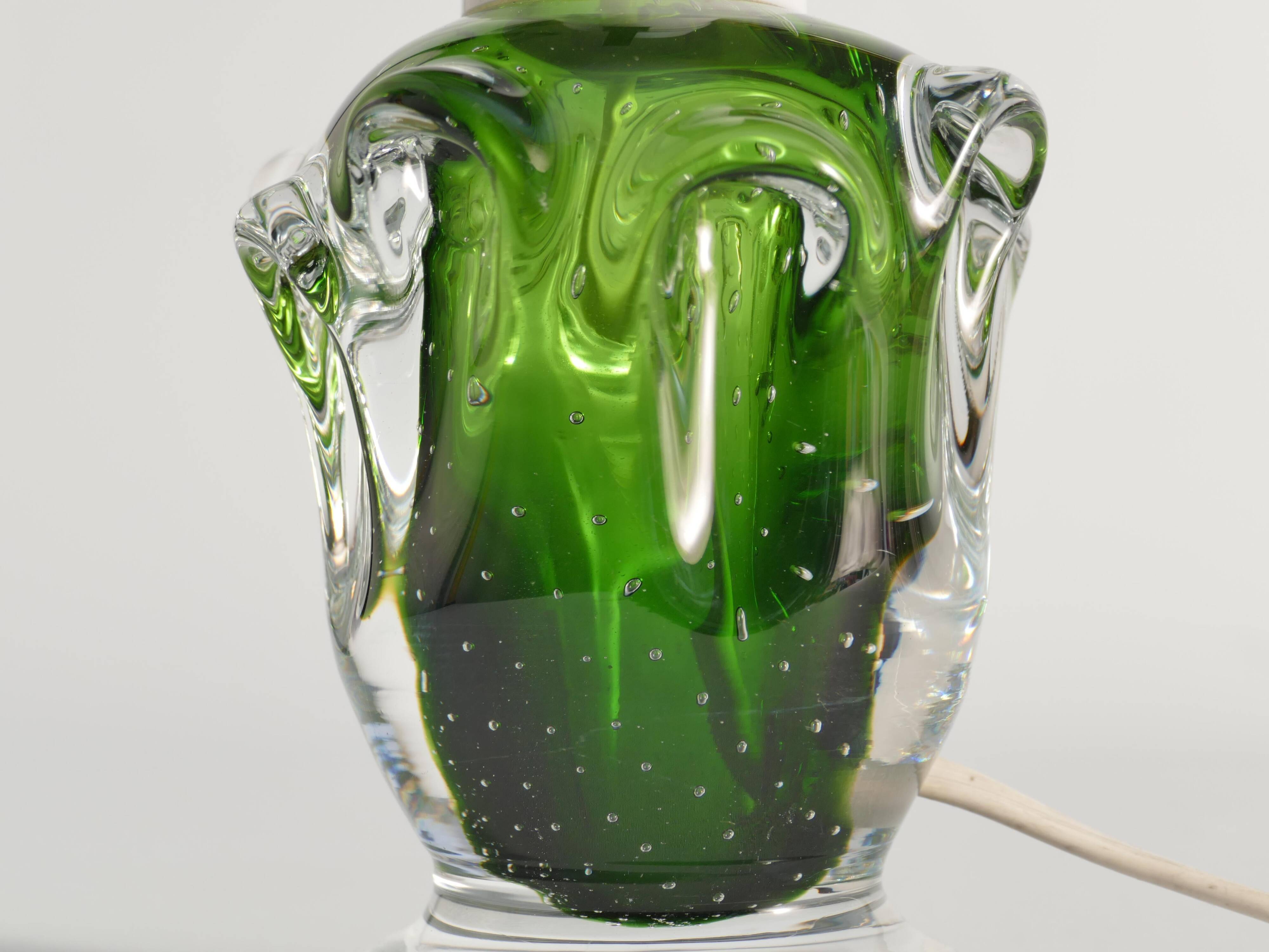 Green Glass Table Lamp Börne Augustsson, Åseda, 1950s