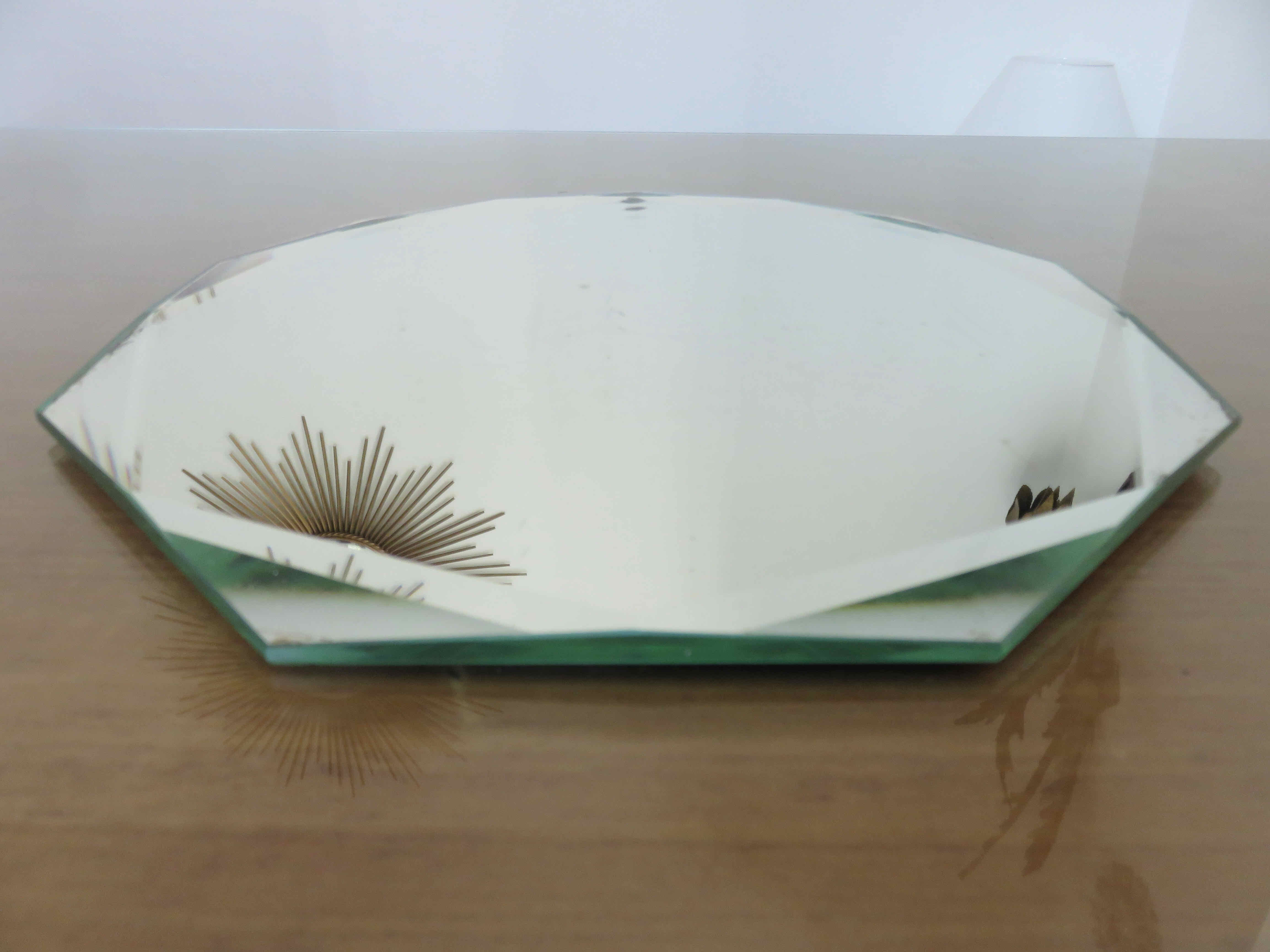 Beveled octagonal mirror 40s 50s 27 cm X 27 cm