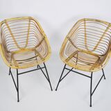 A pair of wicker chairs, 1970s