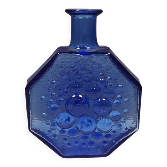 Vase en verre bleu de Riihimäen Lasi Finlande, par Nanny Still