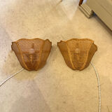 Pair of vintage rattan sconces