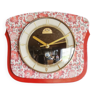 Horloge formica vintage pendule murale silencieuse "ffr morbier rouge noir"